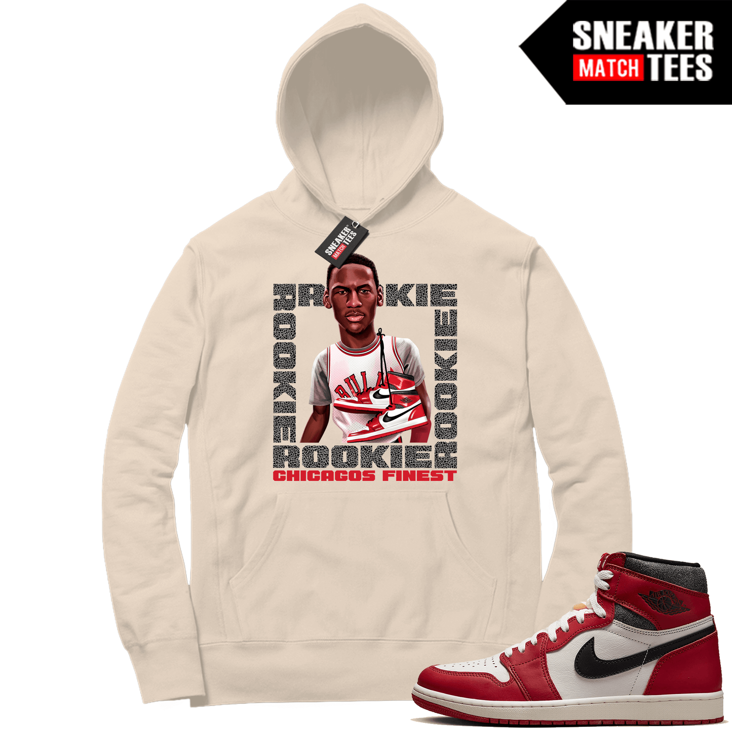 Chicago 1s Lost and Found Sneaker Match Hoodie Sail MJ Chicagos Finest