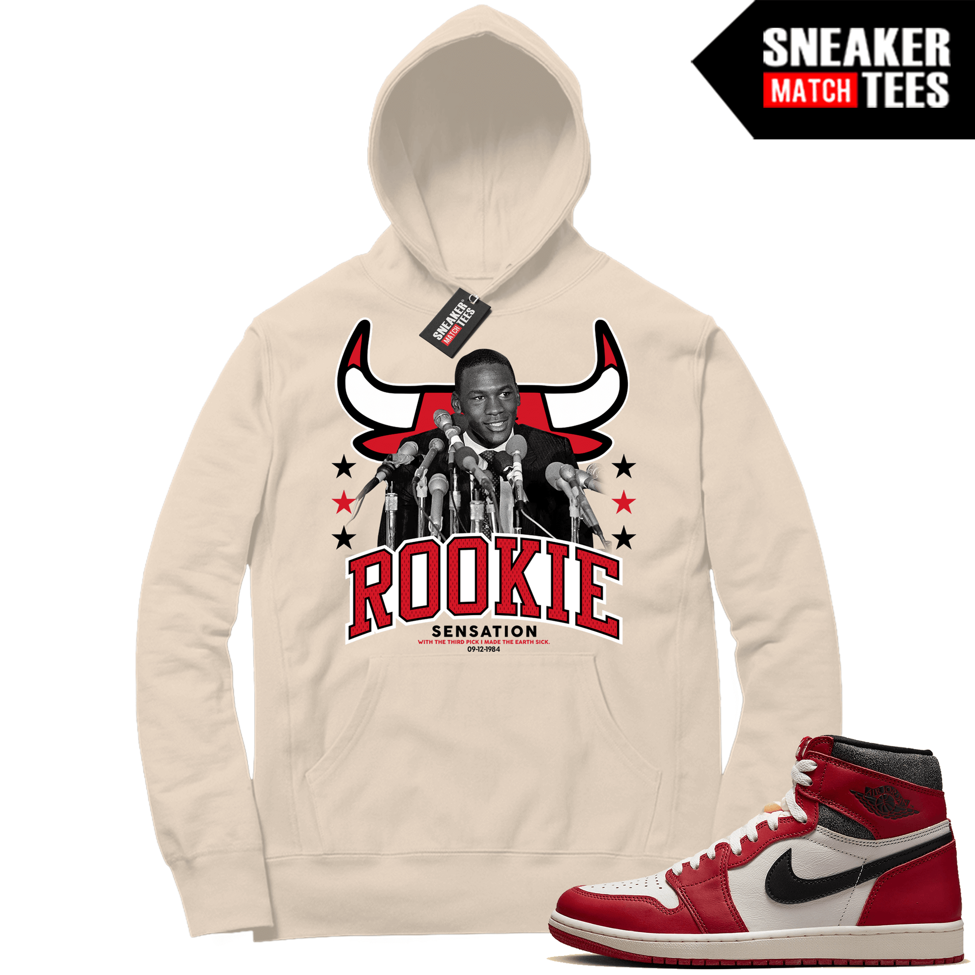 Chicago 1s Lost and Found Sneaker Match Hoodie Sail MJ Rookie Sensation