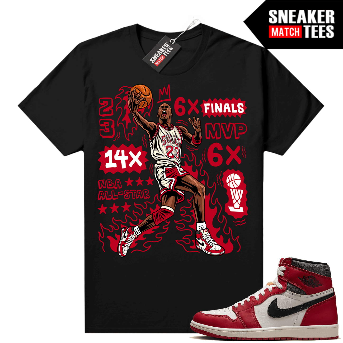 Chicago 1s Lost and Found Sneaker Match Shirt Black MJ Flair