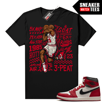 Chicago 1s Lost and Found Sneaker Match Shirt Black MJ Goat