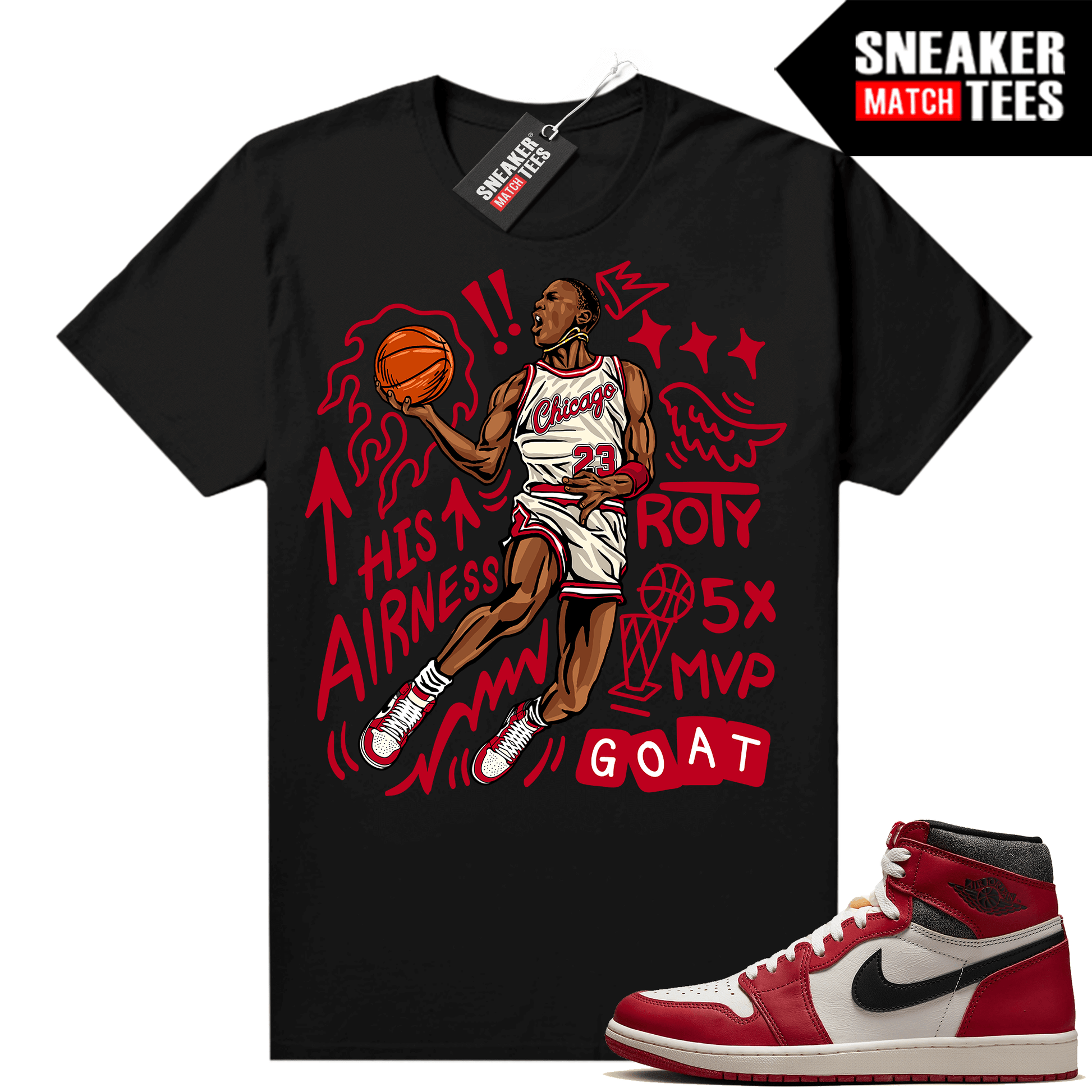 Chicago 1s Lost and Found Sneaker Match Shirt Black MJ His Airness