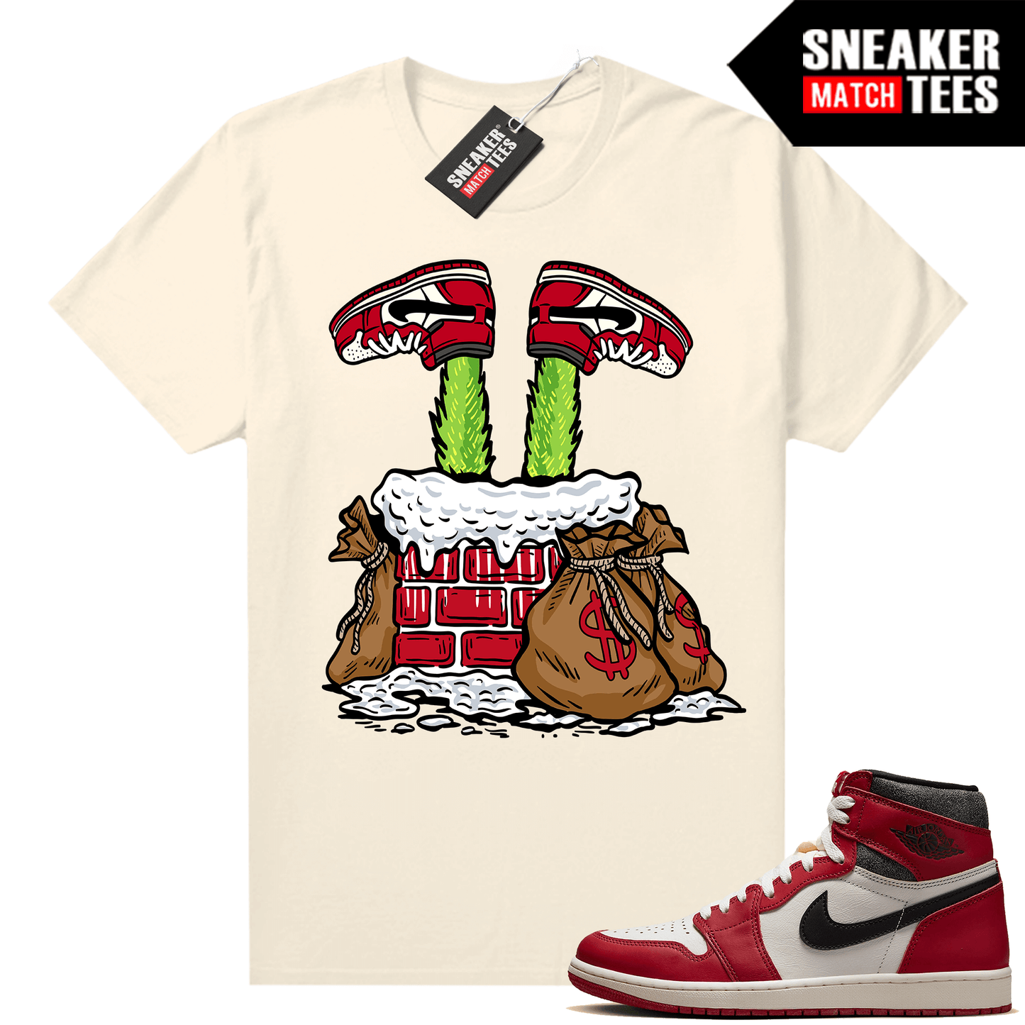 Chicago 1s Lost and Found Sneaker Match Shirt Grinch Christmas Heist