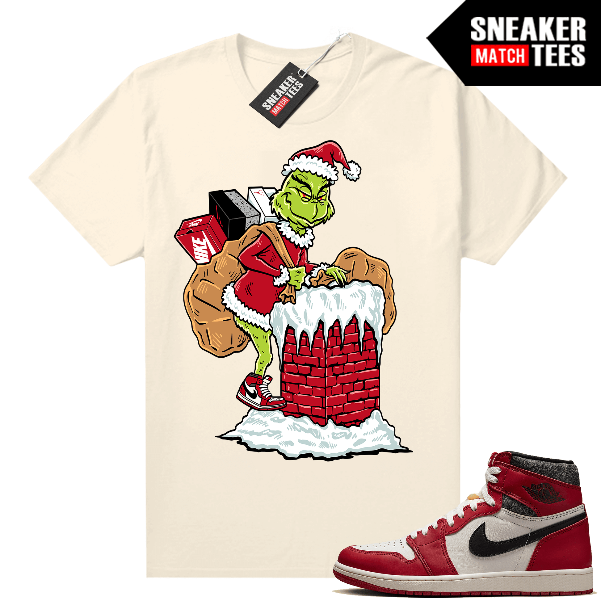 Chicago 1s Lost and Found Sneaker Match Shirt Grinch Sneaker Christmas