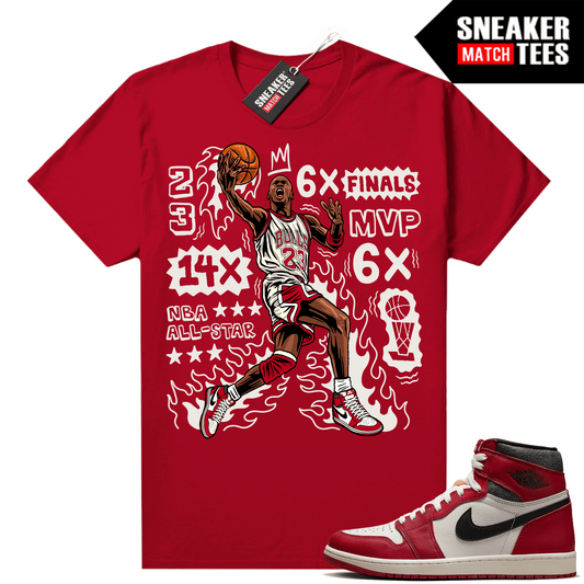 Chicago 1s Lost and Found Sneaker Match Shirt Red MJ Flair