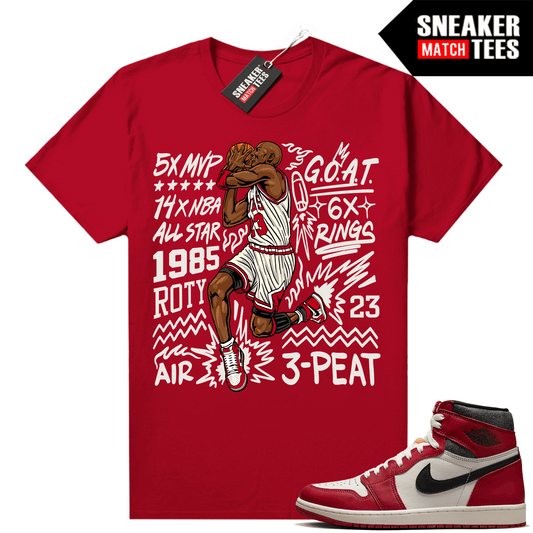 Chicago 1s Lost and Found Sneaker Match Shirt Red MJ Goat