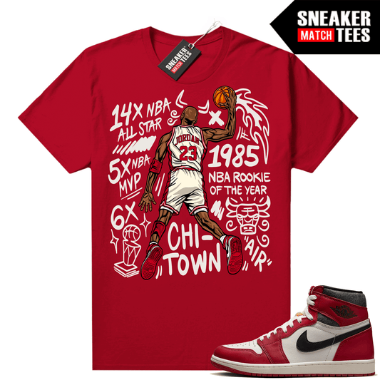 Chicago 1s Lost and Found Sneaker Match Shirt Red MJ Slam Dunk