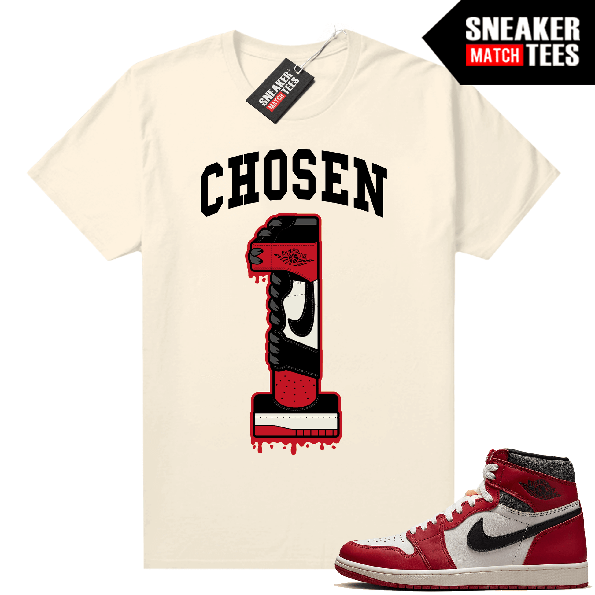 Chicago 1s Lost and Found Sneaker Match Shirt Sail Chosen One