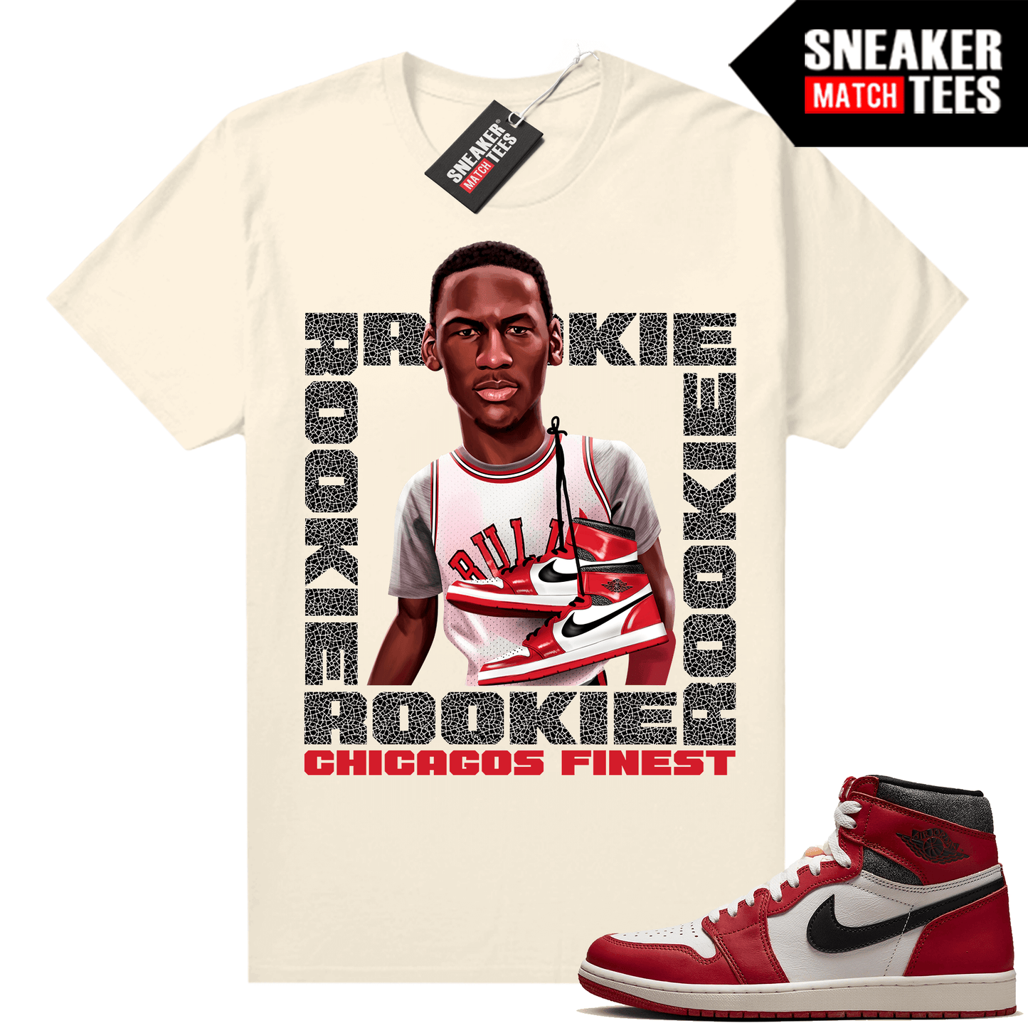 Chicago 1s Lost and Found Sneaker Match Shirt Sail MJ Chicagos Finest