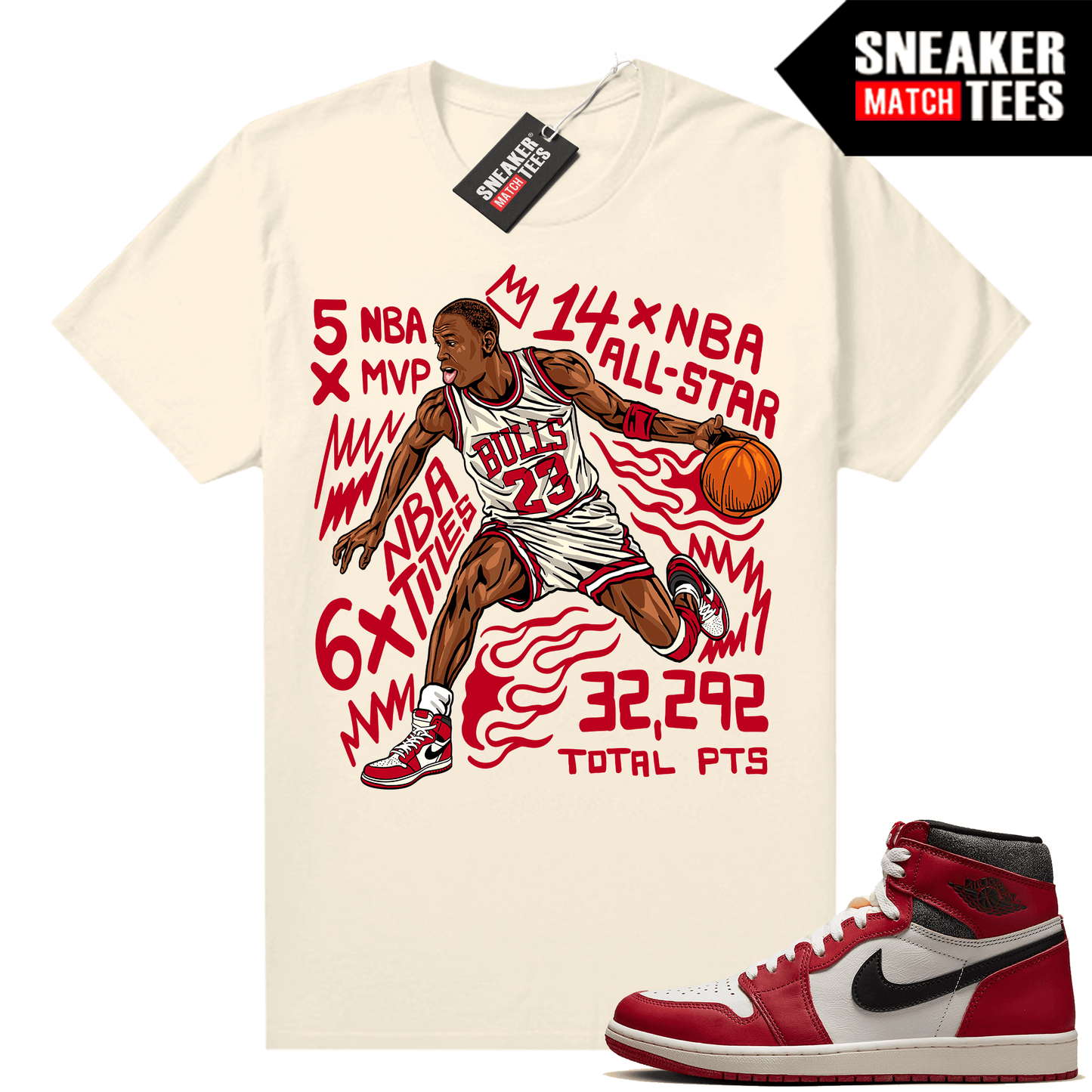 Chicago 1s Lost and Found Sneaker Match Shirt Sail MJ Fast Break