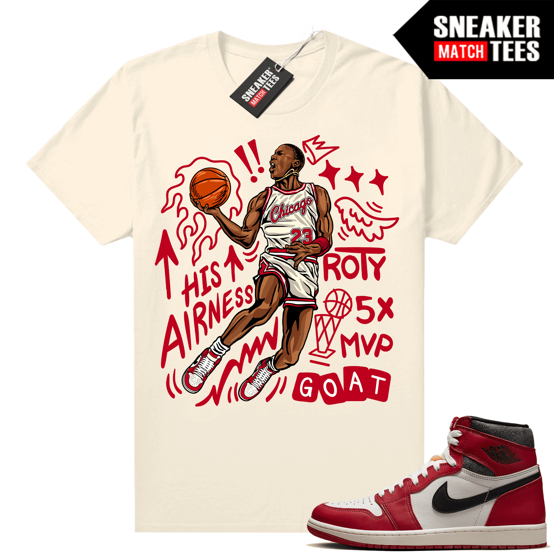 Chicago 1s Lost and Found Sneaker Match Shirt Sail MJ His Airness