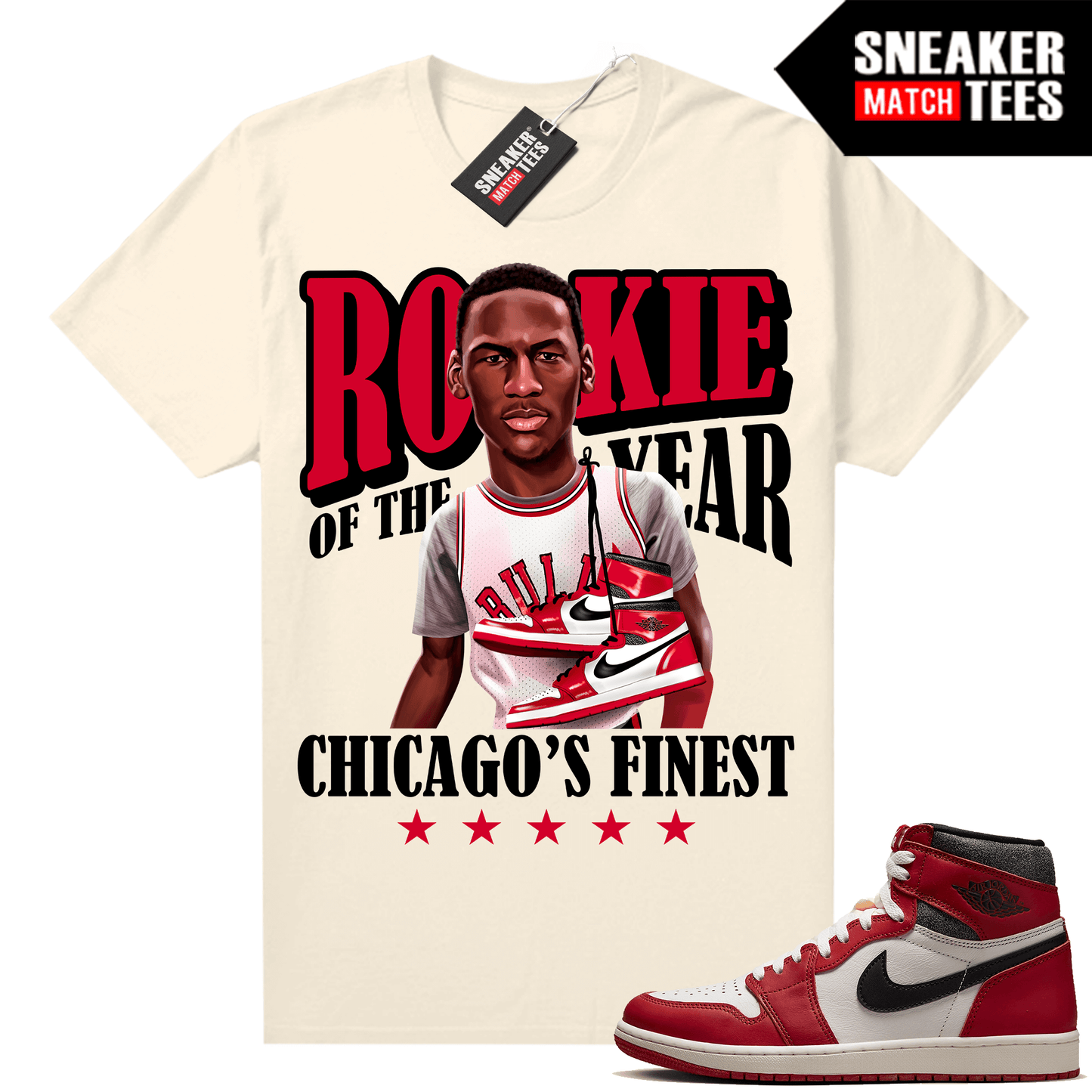 Chicago 1s Lost and Found Sneaker Match Shirt Sail MJ Rookie of the Year