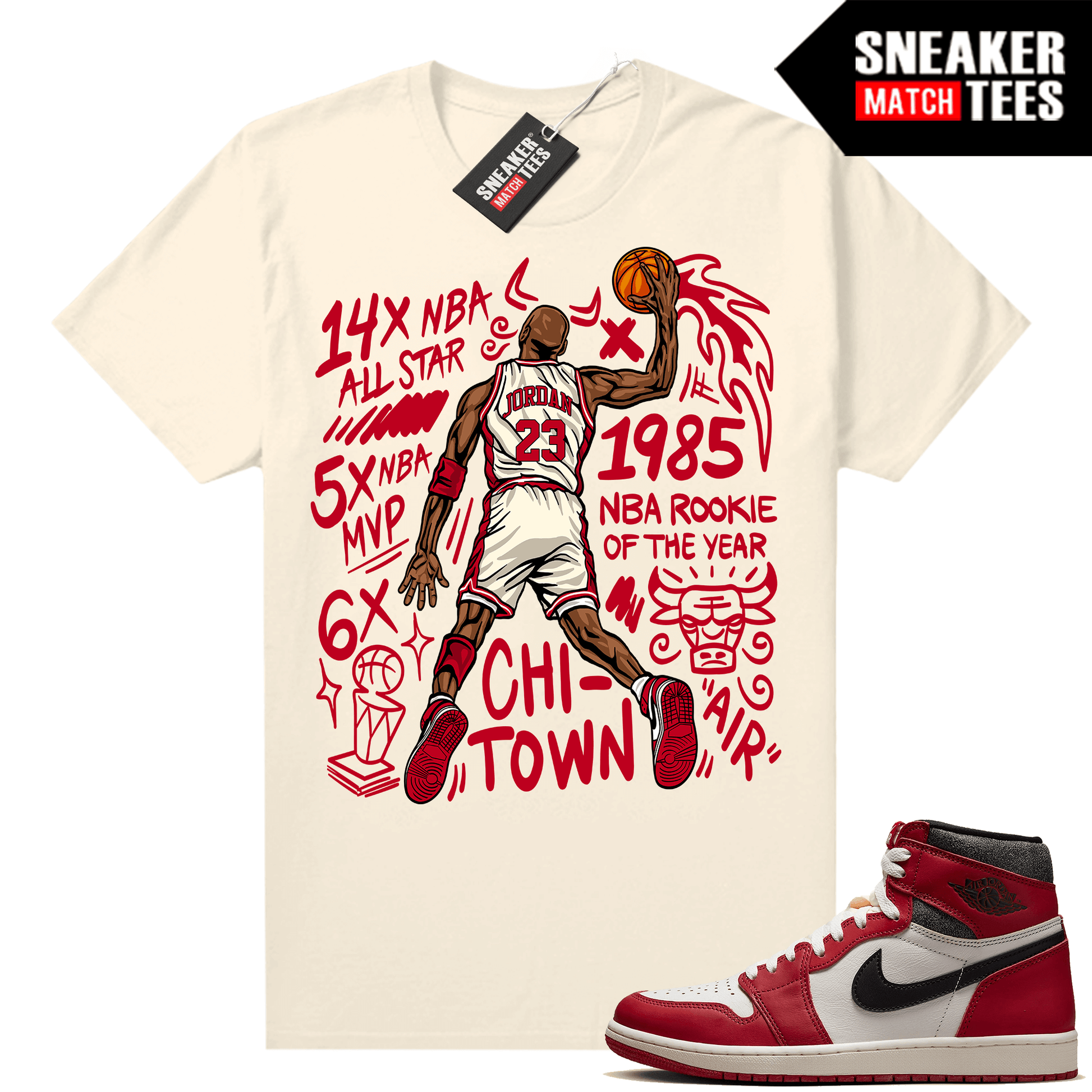 Chicago 1s Lost and Found Sneaker Match Shirt Sail MJ Slam Dunk