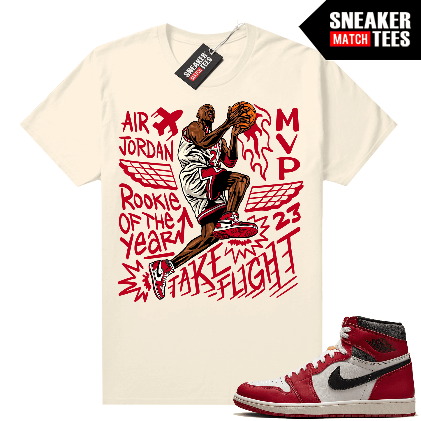 Chicago 1s Lost and Found Sneaker Match Shirt Sail MJ Take Flight