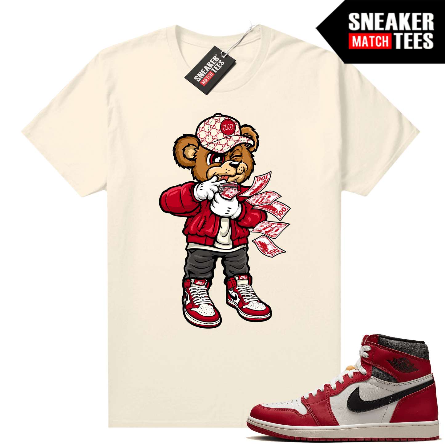 Chicago 1s Lost and Found Sneaker Match Shirt Sail Rich Bear