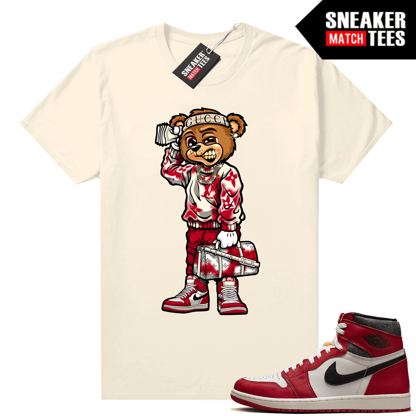 Chicago 1s Lost and Found Sneaker Match Shirt Sail Soulja Bear