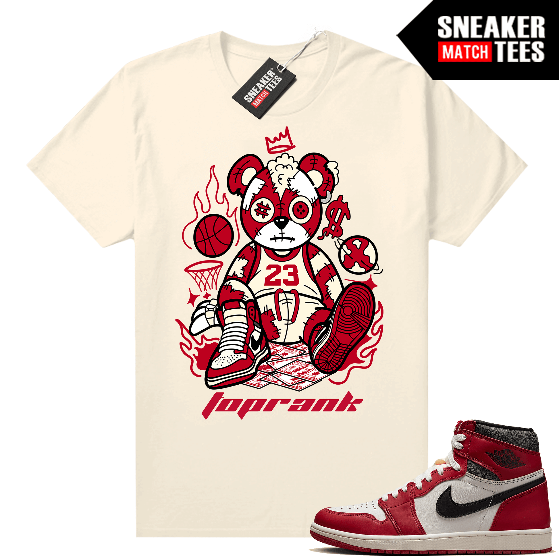 Chicago 1s Lost and Found Sneaker Match Shirt Top Rank Baller Bear