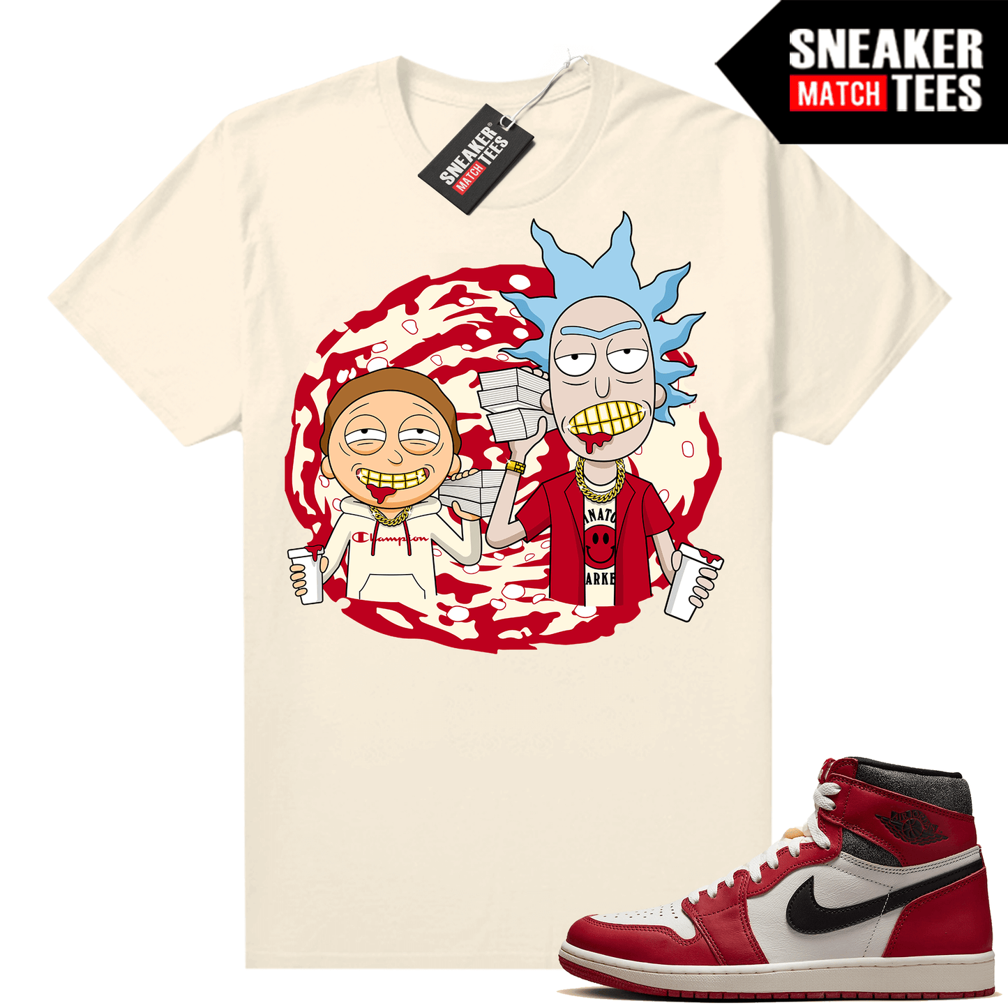 Chicago 1s Lost and Found Sneaker Match Shirt Trap Rick Morty