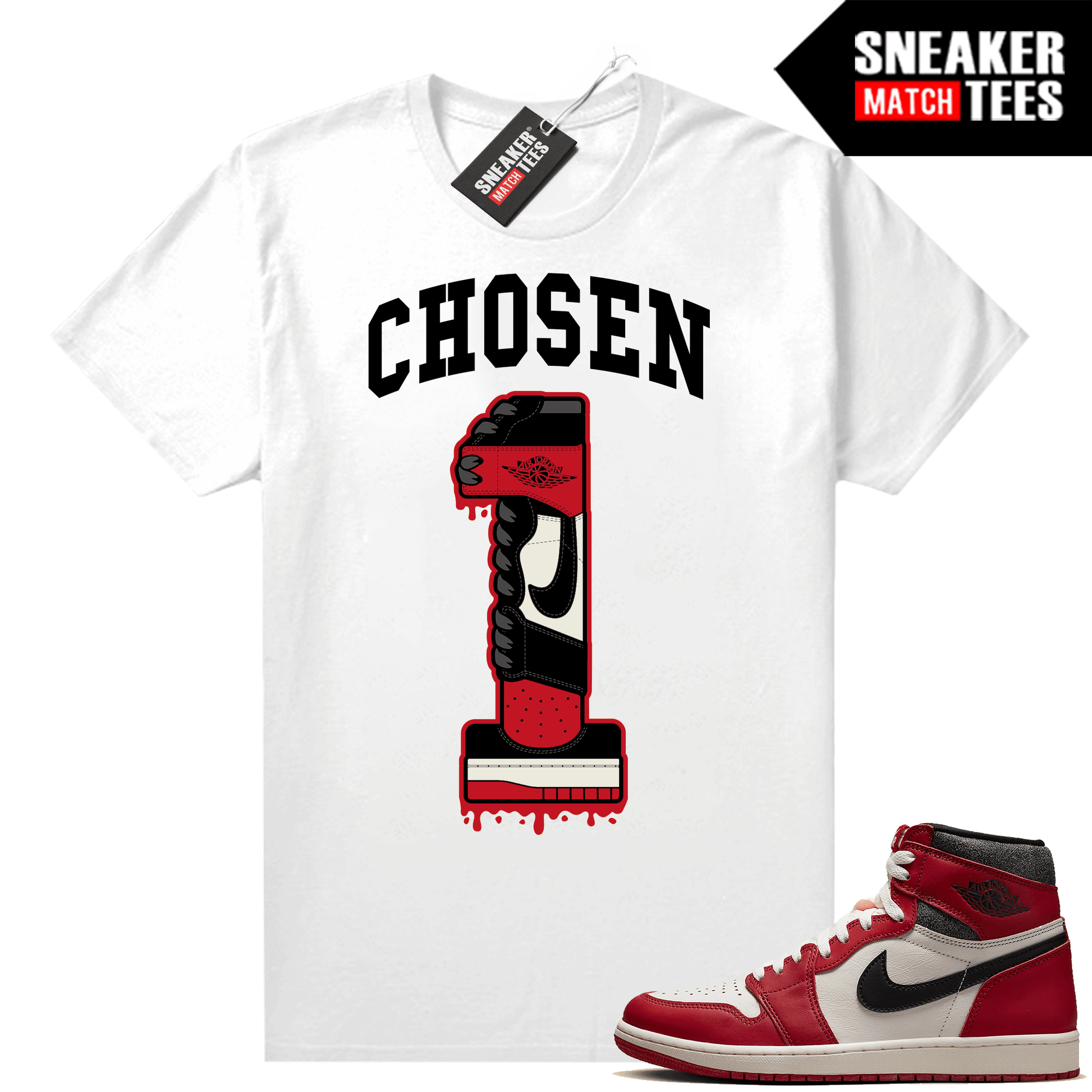 Chicago 1s Lost and Found Sneaker Match Shirt White Chosen One