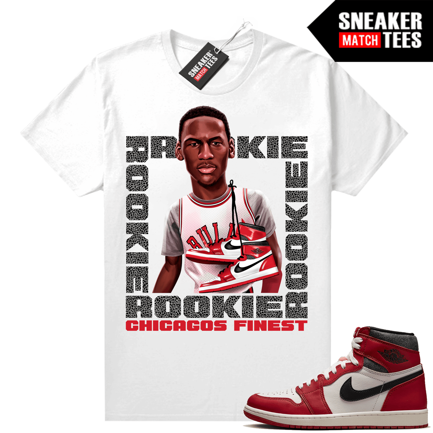 Chicago 1s Lost and Found Sneaker Match Shirt White MJ Chicagos Finest