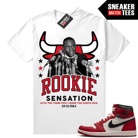 Chicago 1s Lost and Found Sneaker Match Shirt White MJ Rookie Sensation