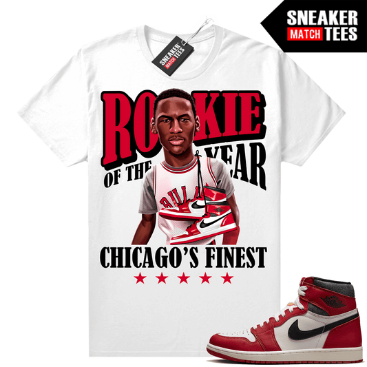 Chicago 1s Lost and Found Sneaker Match Shirt White MJ Rookie of the Year