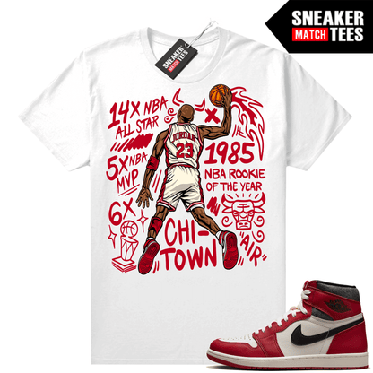 Chicago 1s Lost and Found Sneaker Match Shirt White MJ Slam Dunk