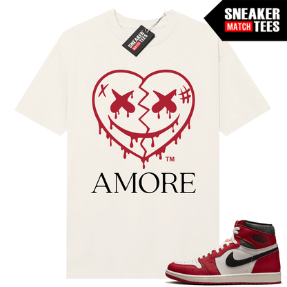 Jordan 1 Chicago Lost and Found Sneaker Match T-shirt Sail AMORE Crazy Love Heart