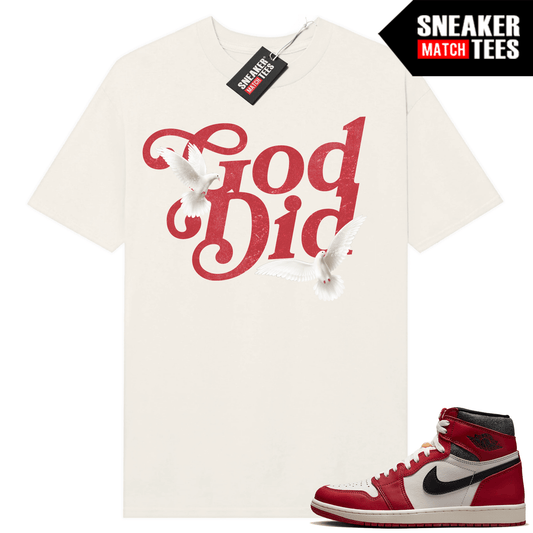 Jordan 1 Chicago Lost and Found T-shirt Sneaker Match Sail God Did Doves