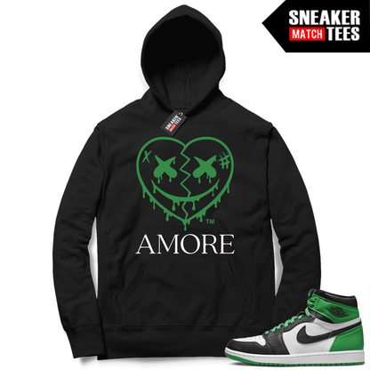 Jordan 1 Lucky Green Sneaker Match Hoodie Black AMORE Crazy Love Heart