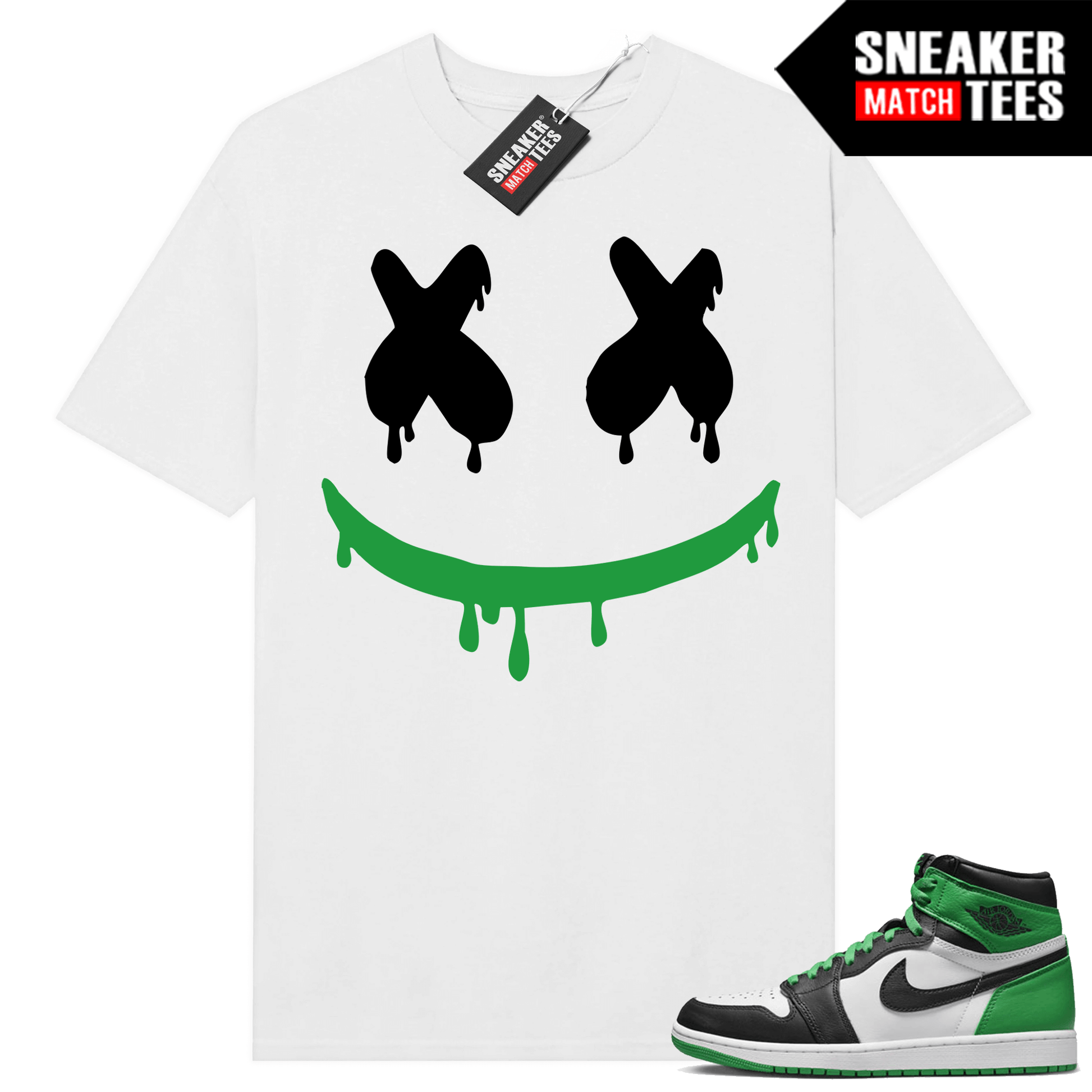 Jordan 1 Lucky Green shirts Sneaker Match White Smiley Drip