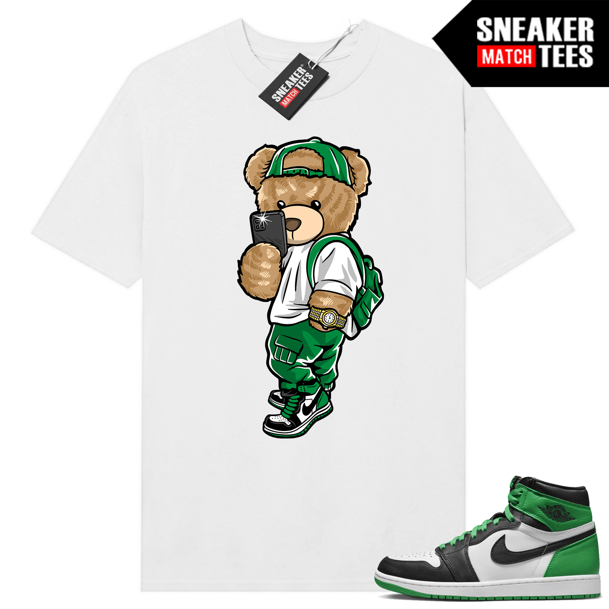 Jordan 1 Lucky Green shirts Sneaker Match White Sneaker Selfie