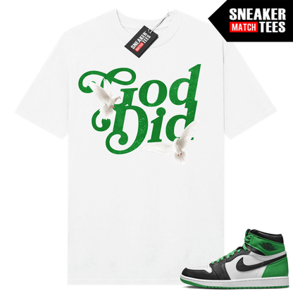 Jordan 1 Lucky Green t-shirt Sneaker Match White God Did Doves