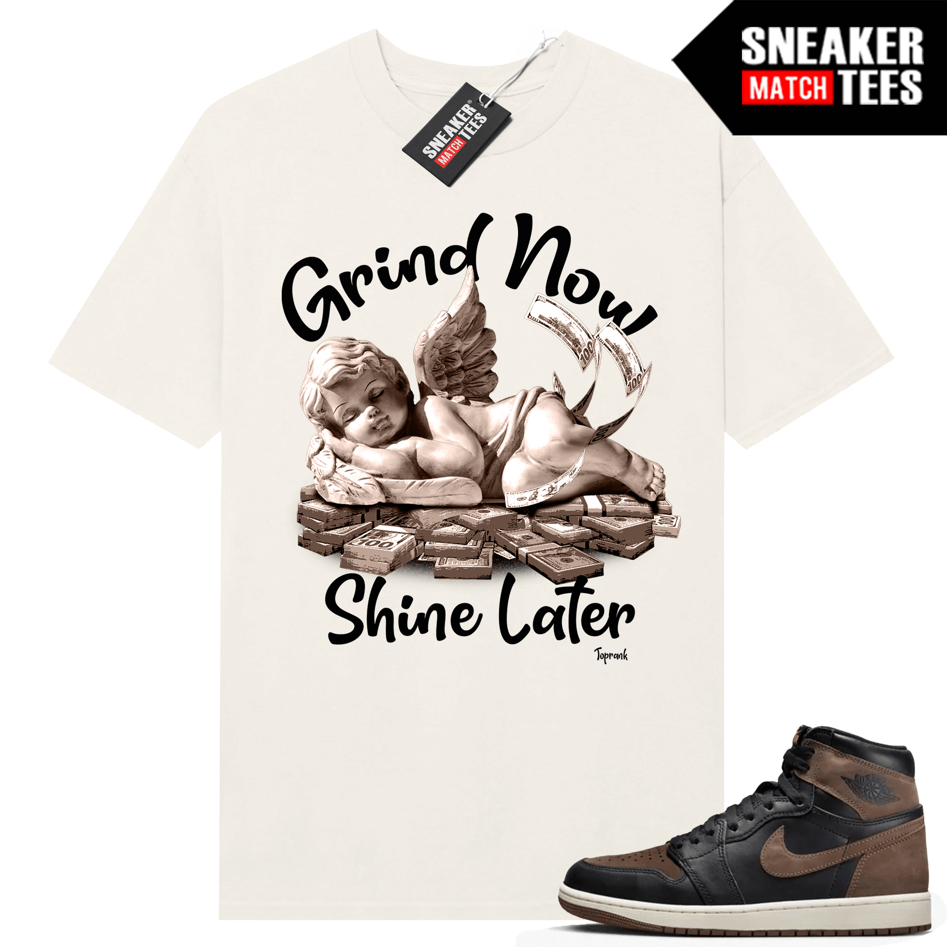 Jordan 1 Palomino T-shirt Sneaker Match Sail Grind Now Shine Later