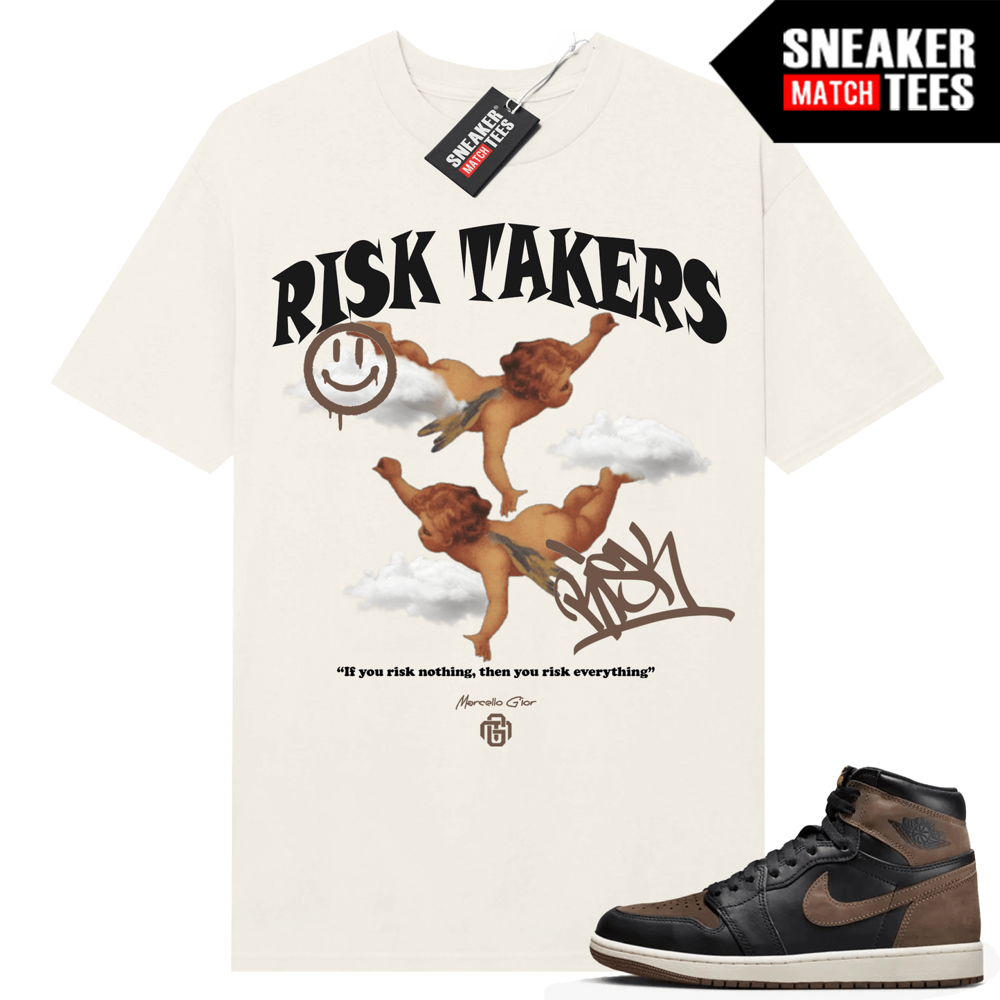 Jordan 1 Palomino T-shirt Sneaker Match Sail Risk Takers