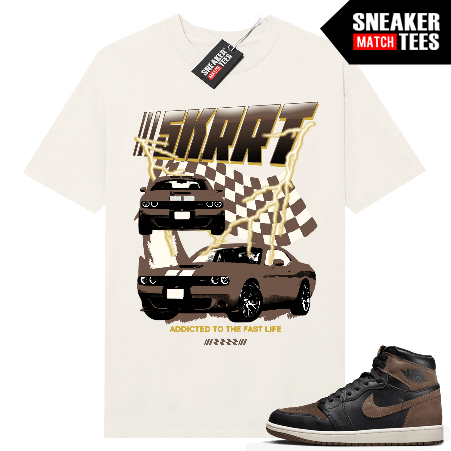 Jordan 1 Palomino T-shirt Sneaker Match Sail SKRRRT Fast Life