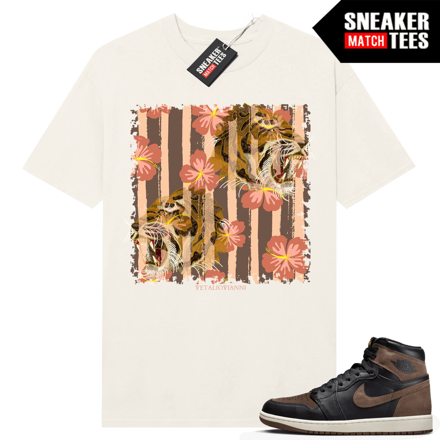 Jordan 1 Palomino T-shirt Sneaker Match Sail Tiger Blossoms