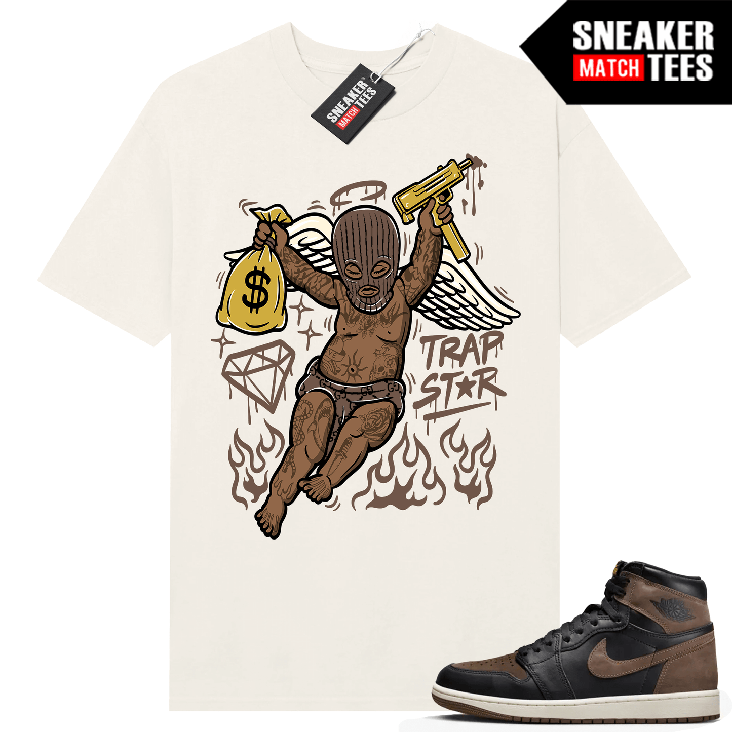 Jordan 1 Palomino T-shirt Sneaker Match Sail Trapstar Angel