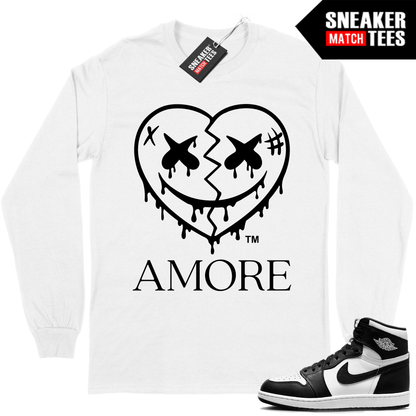 Jordan 1 Panda Long Sleeve shirt Sneaker Match White AMORE Crazy Love Heart