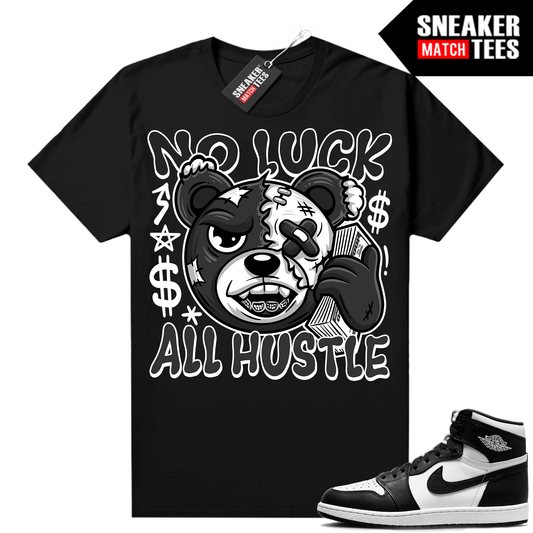 Jordan 1 Panda shirts Sneaker Match Black No Luck All Hustle Bear