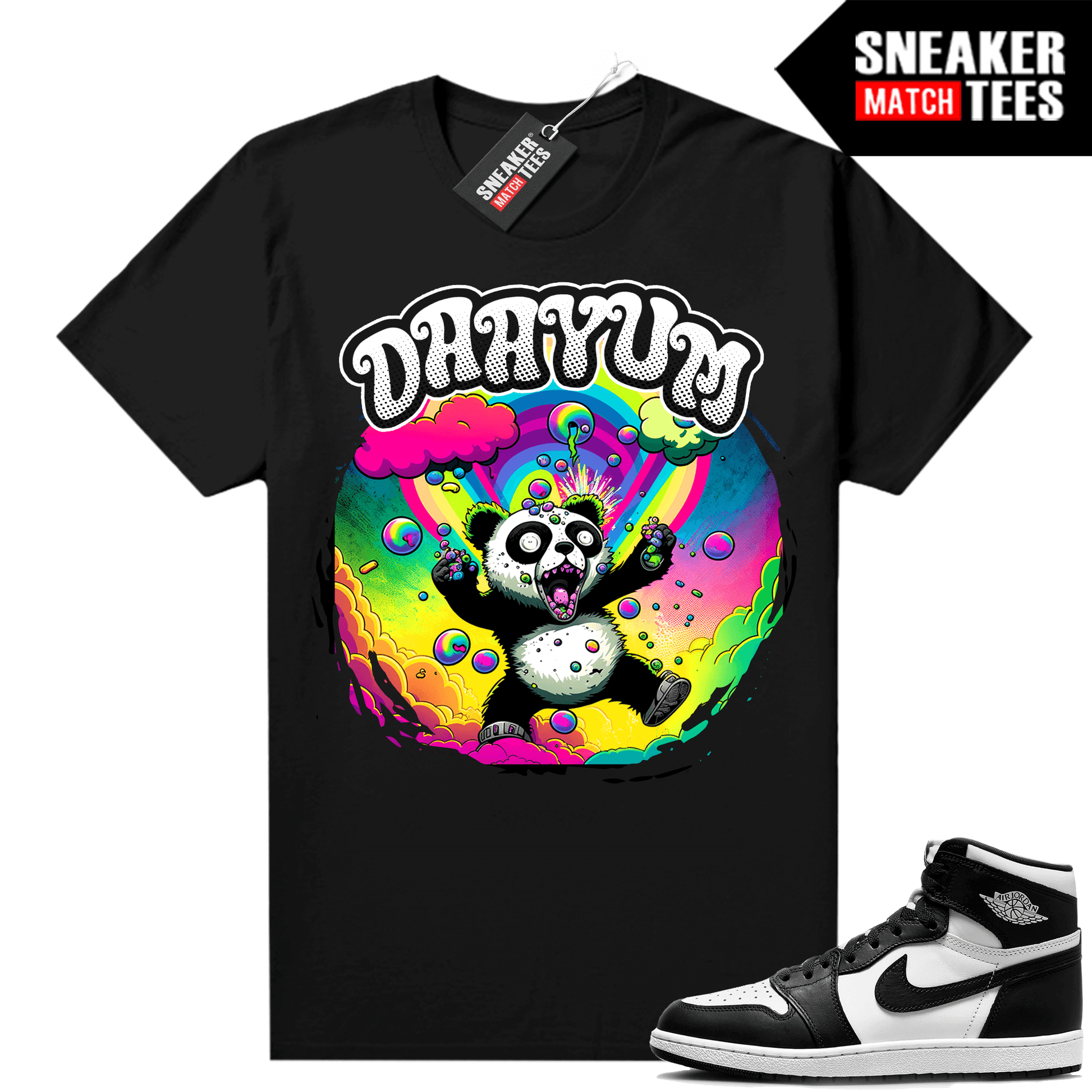 Jordan 1 Panda shirts Sneaker Match Black Panda Daayumm