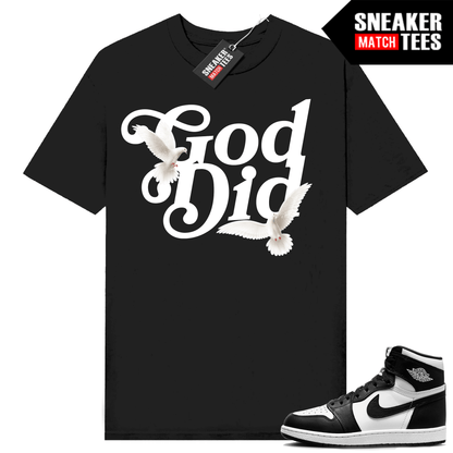 Jordan 1 Panda t-shirt Sneaker Match Black God Did Doves