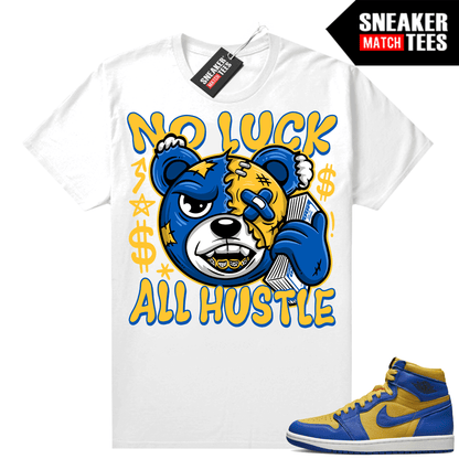 Jordan 1 Reverse Laney shirts Sneaker Match White No Luck All Hustle Bear