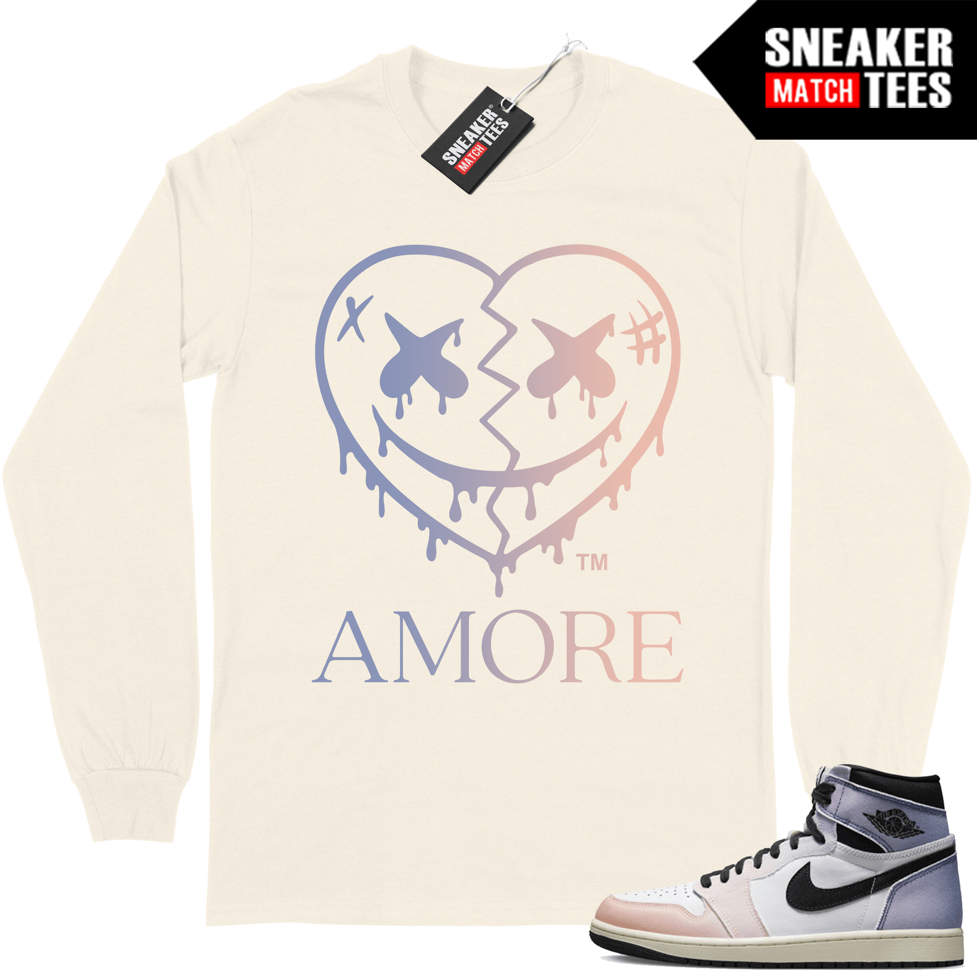 Jordan 1 Skyline Long Sleeve shirt Sneaker Match Sail AMORE Crazy Love Heart