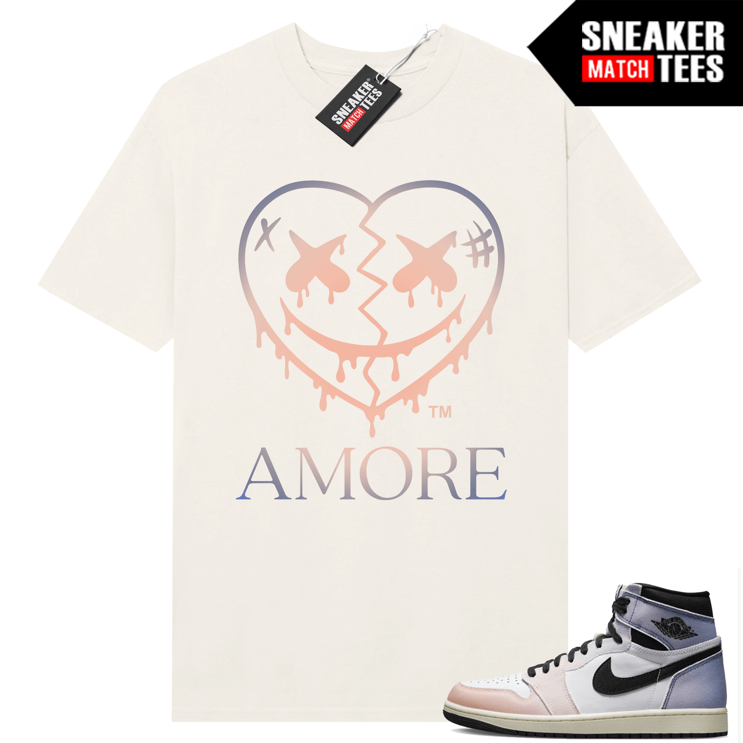 Jordan 1 Skyline Sneaker Match T-shirt Sail AMORE Crazy Love Heart