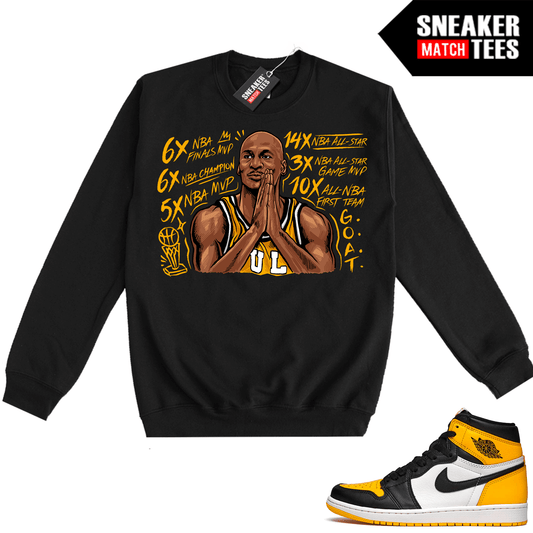 Jordan 1 Taxi Sneaker Match Crewneck Sweatshirt Black MJ Accolades