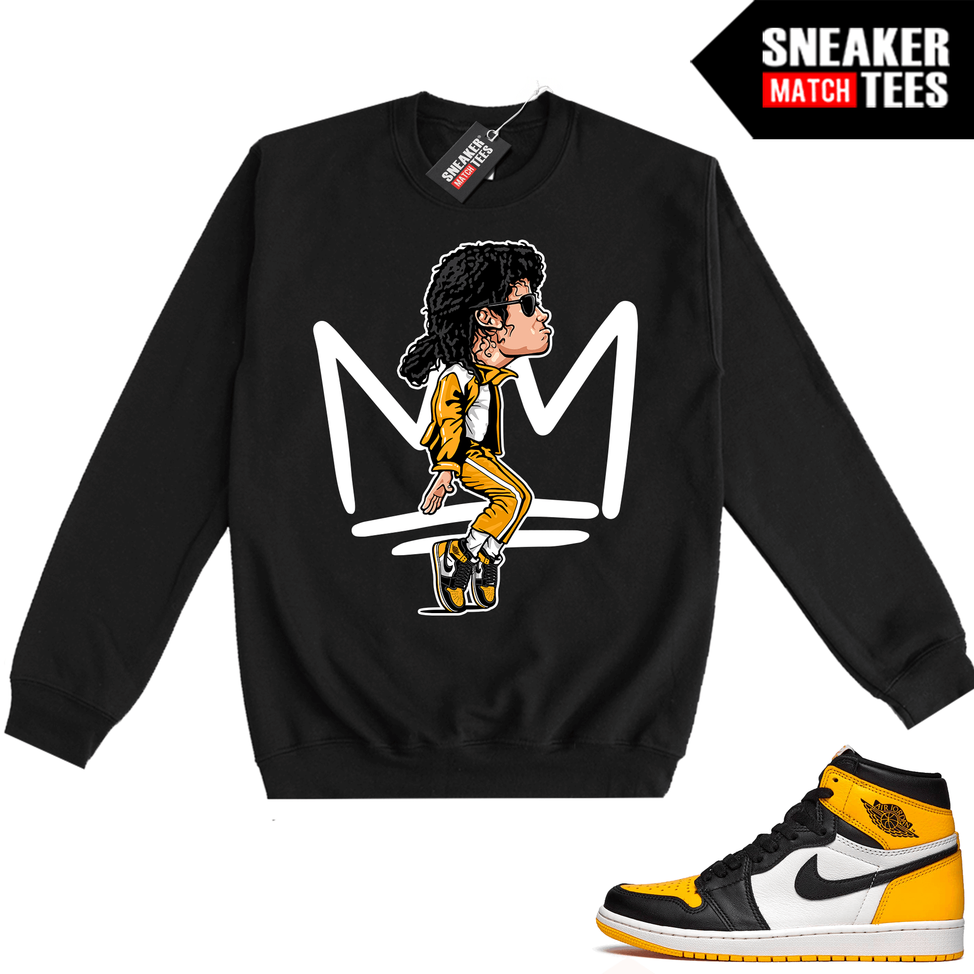 Jordan 1 Taxi Sneaker Match Crewneck Sweatshirt Black MJ x AJ1