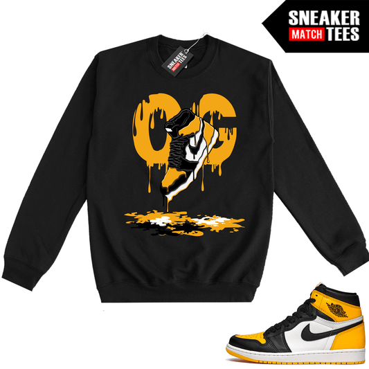 Jordan 1 Taxi Sneaker Match Crewneck Sweatshirt Black OG 1s