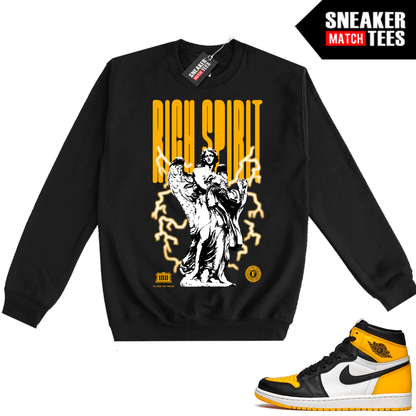 Jordan 1 Taxi Sneaker Match Crewneck Sweatshirt Black Rich Spirit