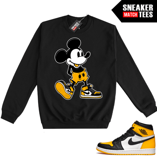 Jordan 1 Taxi Sneaker Match Crewneck Sweatshirt Black Sneakerhead Mickey