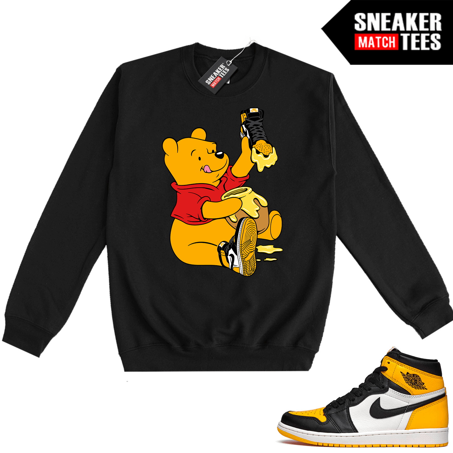 Jordan 1 Taxi Sneaker Match Crewneck Sweatshirt Black Sneakerhead Pooh